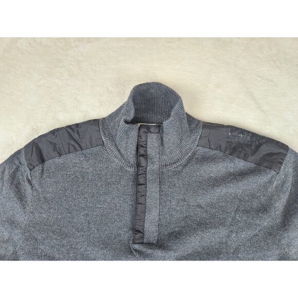 Calvin Klein Men's Sweater Size Med Pullover 1/4 Zip Shoulder Patch Cotton Gray - Picture 5 of 13